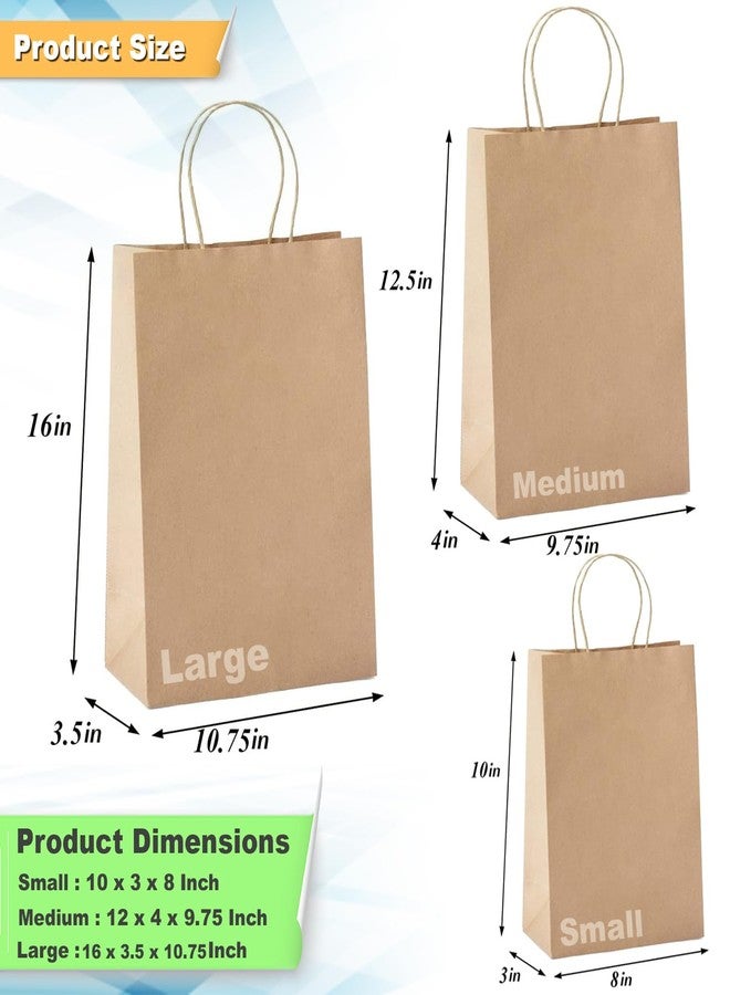 Aakriti Brown Kraft Gift Bags with Handles, Natural Plain Kraft Paper Shopping Bags for Retail Business, Grocery, Craft, Birthday, Wedding, Party Favors in 3 Sizes (30 PCS Brown Paper Bag) Mix Sizes - Image 2